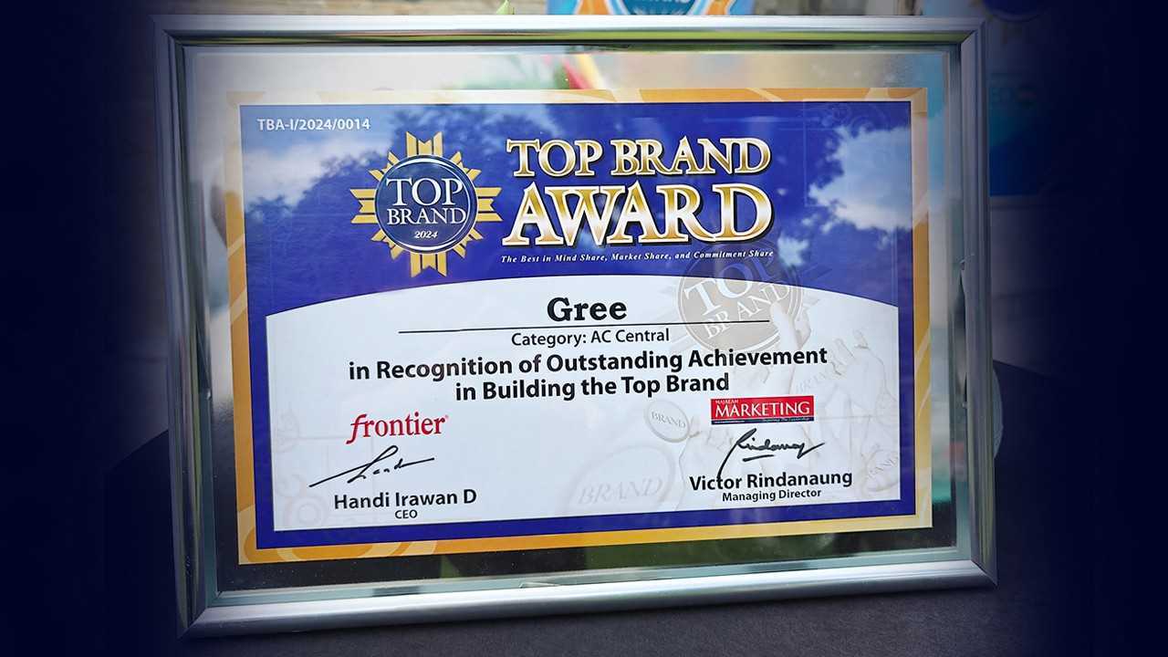 GREE INDONESIA MENDAPATAKAN TOP BRAND UNTUK KATEGORI AC CENTRAL
